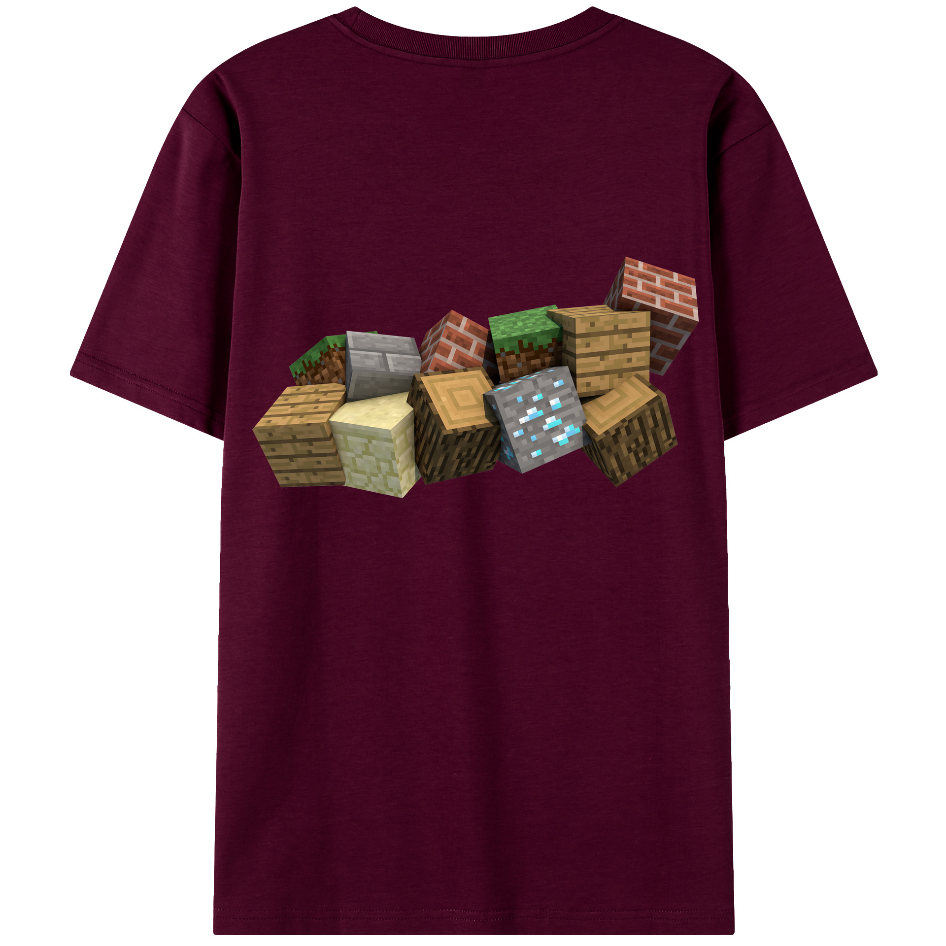 （画像用） マインクラフト ブロックの世界 Minecraft MC Block world レディース半袖Tシャツ(バックプリント)